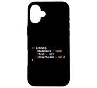 Funny Joke Programming If Coding Headphones Focus T-Shirt Carcasa para iPhone 16 Plus