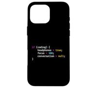 Funny Joke Programming If Coding Headphones Focus T-Shirt Carcasa para iPhone 16 Pro MAX