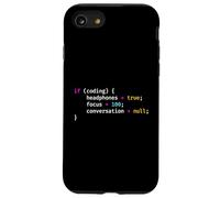 Funny Joke Programming If Coding Headphones Focus T-Shirt Carcasa para iPhone SE (2020) / 7/8