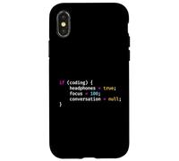 Funny Joke Programming If Coding Headphones Focus T-Shirt Carcasa para iPhone X/XS