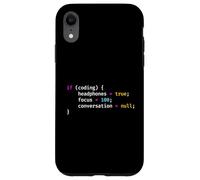 Funny Joke Programming If Coding Headphones Focus T-Shirt Carcasa para iPhone XR