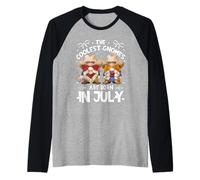 Funny July Birthday Cowboy & Cowgirl GNOME For Western Bday Camiseta Manga Raglan