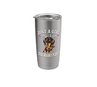 Funny Just A Girl Who Loves Black Dachshund Lover Vaso térmico de acero inoxidable de doble pared
