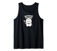 Funny Katsup Please Cat Pun Kawaii Chef Design Camiseta sin Mangas