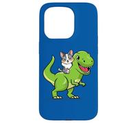 Funny Kawaii Kids Dino Dinosaur Blue Merle Corgi Lover Carcasa para iPhone 15 Pro