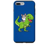 Funny Kawaii Kids Dino Dinosaur Blue Merle Corgi Lover Carcasa para iPhone 7 Plus/8 Plus