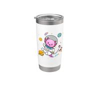 Funny Kawaii Kids Girls Boys Astronaut Space Axolotl Lover Vaso térmico de acero inoxidable de doble pared