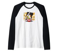 Funny Kawaii Kids Ramen Tricolor Australian Shepherd Lover Camiseta Manga Raglan