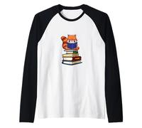 Funny Kawaii Kids Read Books Red Panda Lover Camiseta Manga Raglan