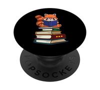 Funny Kawaii Kids Read Books Red Panda Lover PopSockets PopGrip Adhesivo
