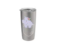 Funny Kawaii Kids Womens Girls Pocket Hippo Lover Vaso térmico de acero inoxidable de doble pared