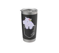 Funny Kawaii Kids Womens Girls Pocket Hippo Lover Vaso térmico de acero inoxidable de doble pared