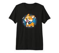 Funny Kawaii Music Headphones Pembroke Welsh Corgi Dog Lover Camiseta Premium