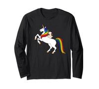 Funny Kawaii Womens Girls Unicorn Rainbow Happy Pug Lover Manga Larga