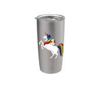 Funny Kawaii Womens Girls Unicorn Rainbow Happy Pug Lover Vaso térmico de acero inoxidable de doble pared