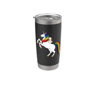 Funny Kawaii Womens Girls Unicorn Rainbow Happy Pug Lover Vaso térmico de acero inoxidable de doble pared