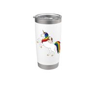 Funny Kawaii Womens Girls Unicorn Rainbow Happy Pug Lover Vaso térmico de acero inoxidable de doble pared