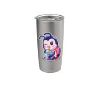Funny Kawaii Womens Kids Girls Boba Bubble Tea Ladybug Lover Vaso térmico de acero inoxidable de doble pared