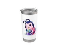 Funny Kawaii Womens Kids Girls Boba Bubble Tea Ladybug Lover Vaso térmico de acero inoxidable de doble pared