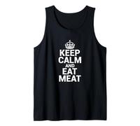 Funny Keep Calm Eat Meat | Burger Steak Bacon Lover Camiseta sin Mangas