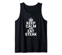 Funny Keep Calm Eat Steak Gift Idea Beef Barbecue Camiseta sin Mangas