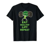Funny Keto Powerlifting Broccoli - Eat Healthy Lift Repeat Camiseta