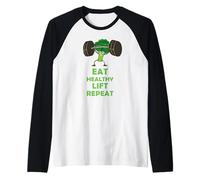 Funny Keto Powerlifting Broccoli - Eat Healthy Lift Repeat Camiseta Manga Raglan