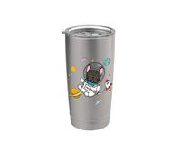 Funny Kids & Boys Kawaii Space Black French Bulldog Lover Vaso térmico de acero inoxidable de doble pared