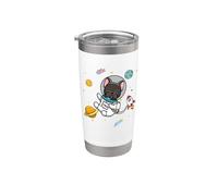 Funny Kids & Boys Kawaii Space Black French Bulldog Lover Vaso térmico de acero inoxidable de doble pared