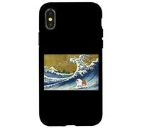Funny Kids Cartoon Surfing a Great Wave English Bulldog Carcasa para iPhone X/XS