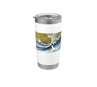Funny Kids Womens Retro Vintage Surfing a Wave Llama Lover Vaso térmico de acero inoxidable de doble pared
