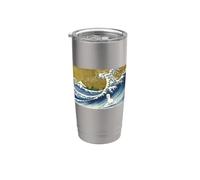 Funny Kids Womens Retro Vintage Surfing a Wave Llama Lover Vaso térmico de acero inoxidable de doble pared