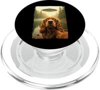 Funny King Charles Spaniel Dog UFO Encounter Selfie Aliens PopSockets PopGrip para MagSafe