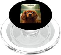 Funny King Charles Spaniel Dog UFO Encounter Selfie Aliens PopSockets PopGrip para MagSafe