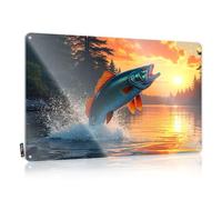 Funny Kitchen - Letrero de metal retro con texto en inglés "A Fish Jumps Out Of The Water At Sunset", letrero de estaño para patio trasero, bar, letrero de lata divertido vintage (30 x 40 cm)