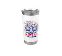 Funny Kiwi Be Friends Nueva Zelanda Bird Fruta Maorí Tatuaje Vaso térmico de acero inoxidable de doble pared
