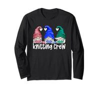 Funny Knitting Lover Gnomie Crew For Women Three Gnomes Manga Larga