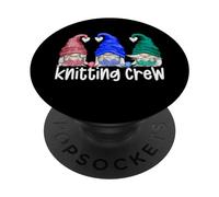 Funny Knitting Lover Gnomie Crew For Women Three Gnomes PopSockets PopGrip Adhesivo