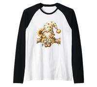 Funny Knome Graphic For Teacher Summer GNOME Sunflower Camiseta Manga Raglan