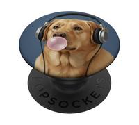 Funny Labrador Music Lover Bubblegum Mamá Papá Niños PopSockets PopGrip Adhesivo