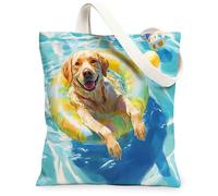 Funny Labrador Retriever - Bolsa de lona para ir de compras de 13 x 15 pulgadas, bolsa de comestibles reutilizable para alberca, bolsa de comestibles para mujeres, mascotas, trabajo, viajes