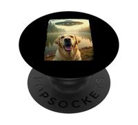 Funny Labrador UFO Encounter Labrador Dog Selfie Aliens PopSockets PopGrip Adhesivo