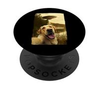 Funny Labrador UFO Encounter Labrador Dog Selfie Aliens PopSockets PopGrip Adhesivo