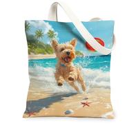 Funny Lakeland Terrier Dog - Bolsa de lona para ir de compras de 13 x 15 pulgadas, bonita bolsa de comestibles reutilizable para mujer, diseño de viaje para mascotas, decoración de regalo