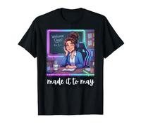 Funny Last Day of School Made It to May Teacher Girls Meme Camiseta gráfica económica