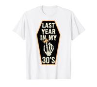 Funny Last Year In My 30s Birthday Halloween Turning Forty Camiseta gráfica económica, Hombre, Blanco, S