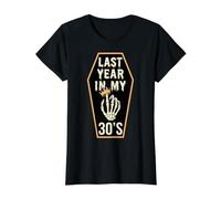 Funny Last Year In My 30s Birthday Halloween Turning Forty Camiseta gráfica económica, Mujer, Negro, L