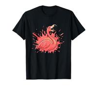 Funny Laughing Flamingo Pink Splash Summer Camiseta