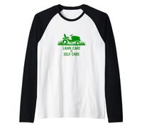 Funny Lawn Care is Self Care Lawnmower Humor Camiseta Manga Raglan
