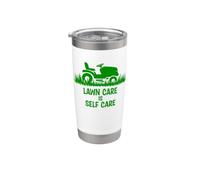 Funny Lawn Care is Self Care Lawnmower Humor Vaso térmico de acero inoxidable de doble pared